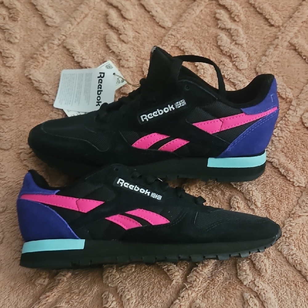 Reebok Women's Black, Pink, and Purple Sneakers
